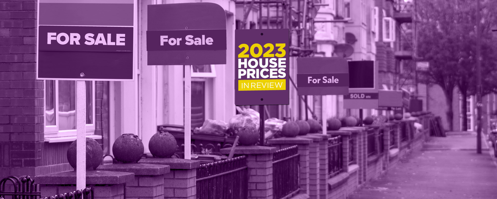 Homes for sale on a UK residential street